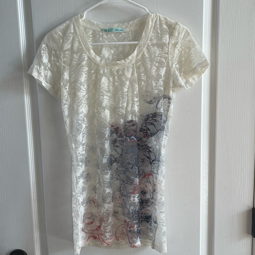 Maurices Lace Top | White | Size Small